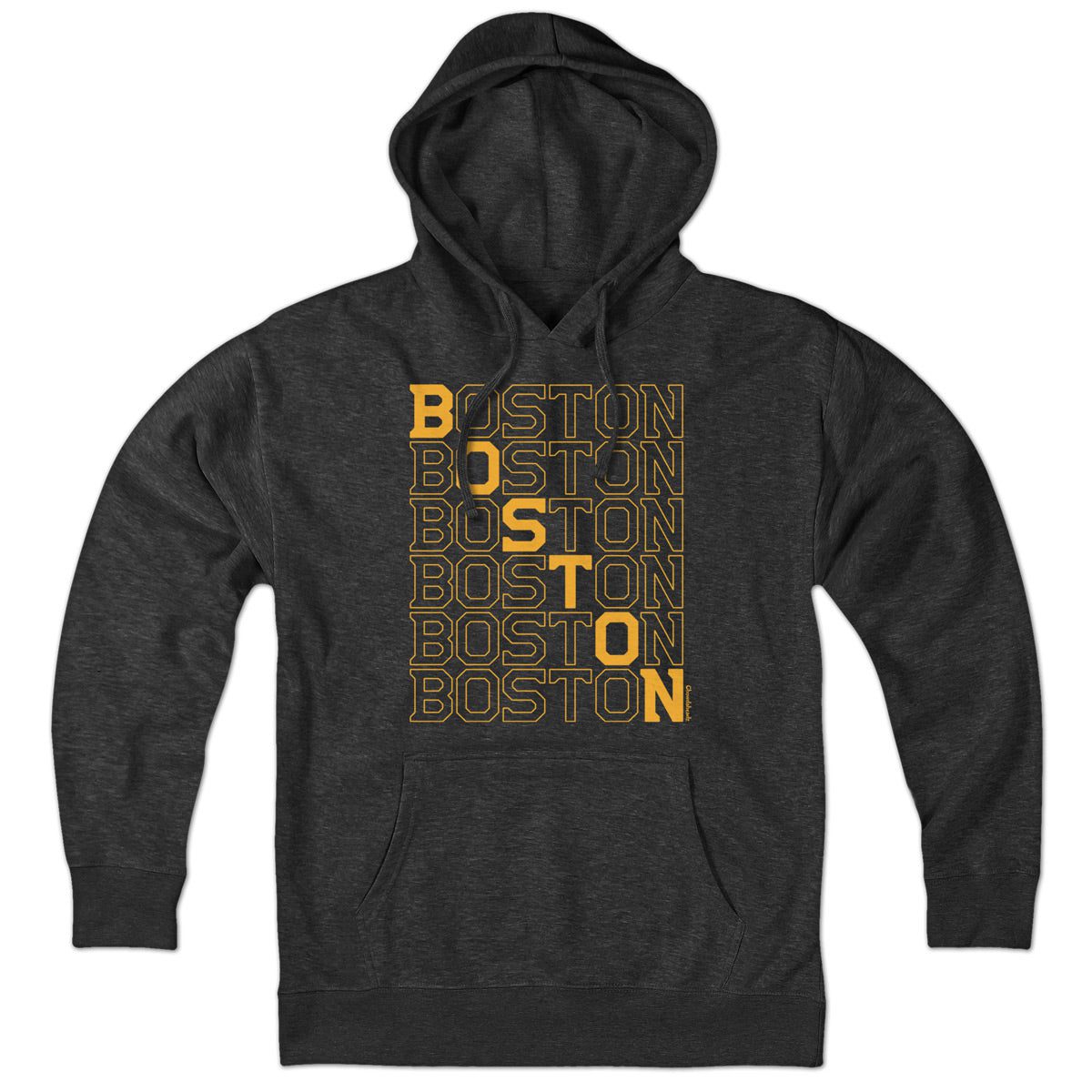 Black & Gold Boston Stacked Hoodie