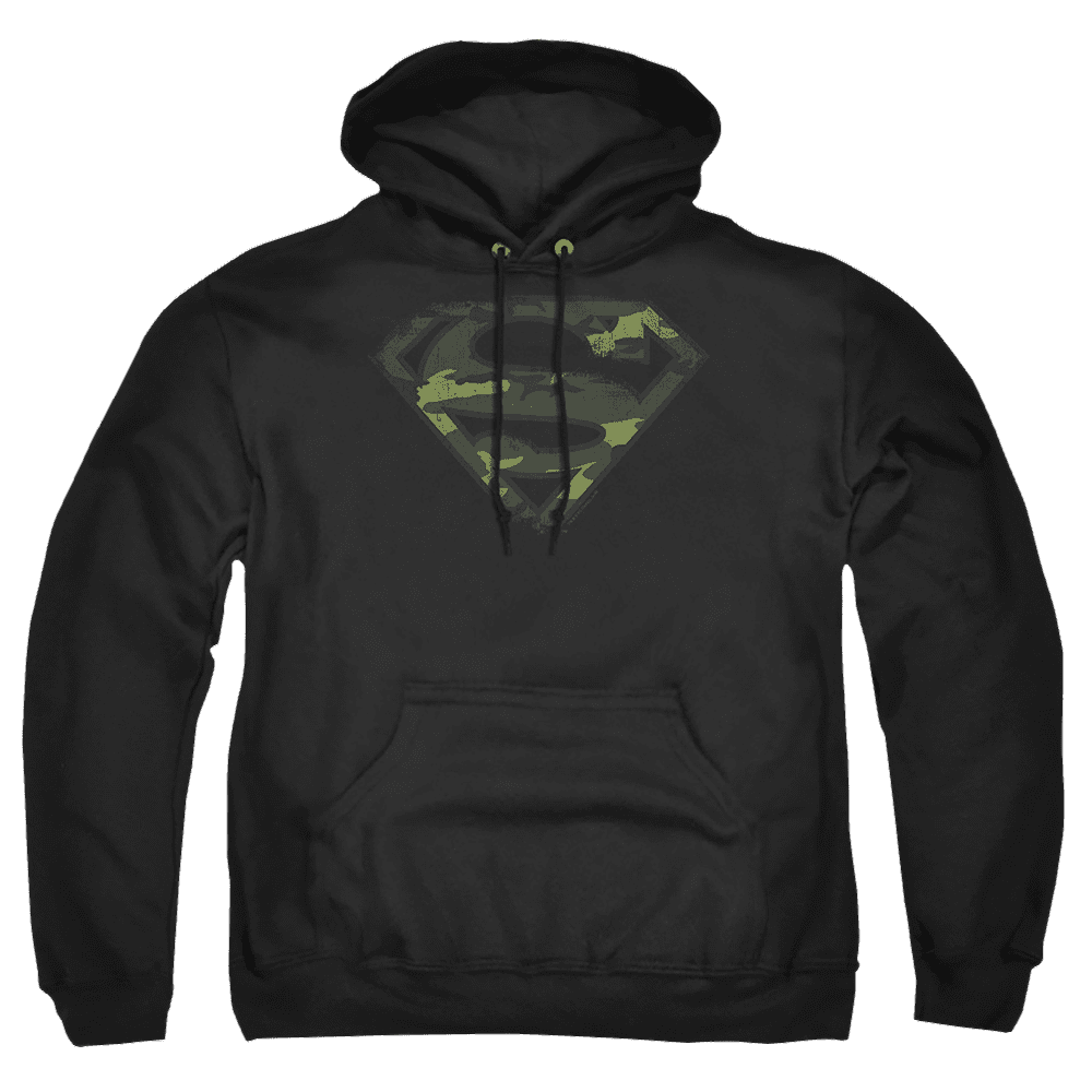 Superman Distressed Camo Shield – Pullover Hoodie