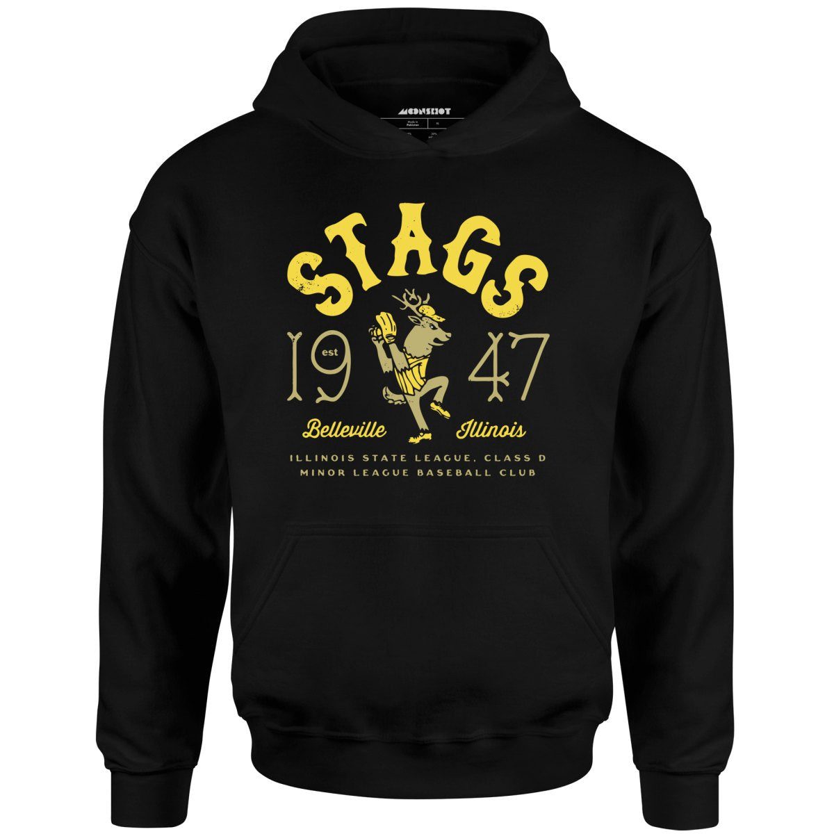 Belleville Stags – Illinois – Vintage Defunct Baseball Teams – Unisex Hoodie