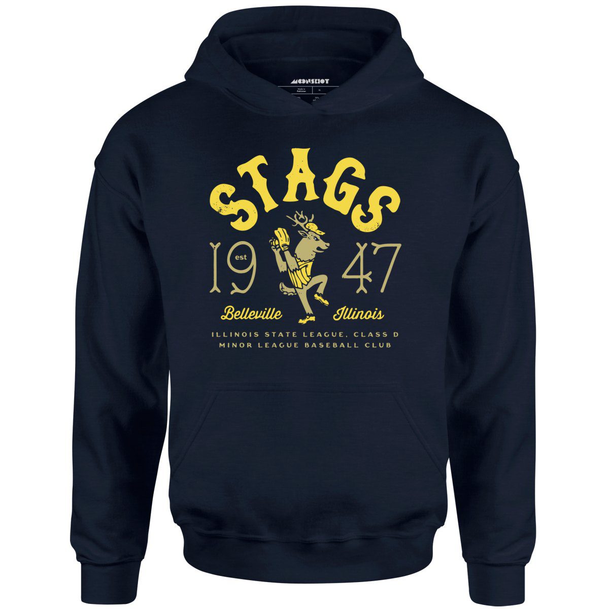 Belleville Stags – Illinois – Vintage Defunct Baseball Teams – Unisex Hoodie