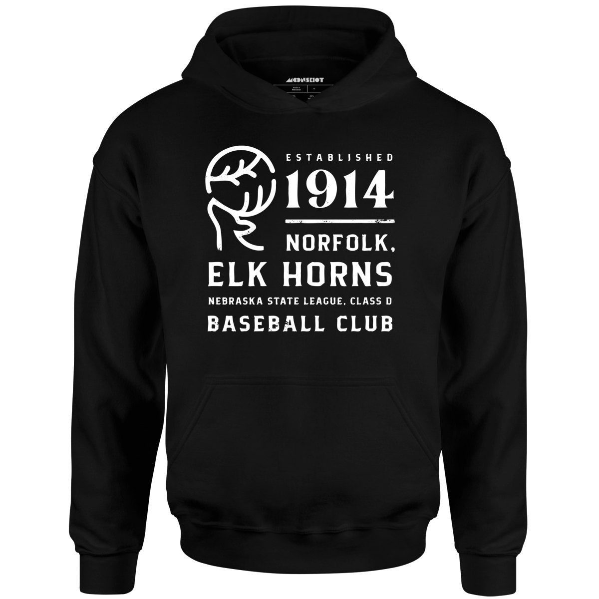 Norfolk Elk Horns – Nebraska – Vintage Defunct Baseball Teams – Unisex Hoodie