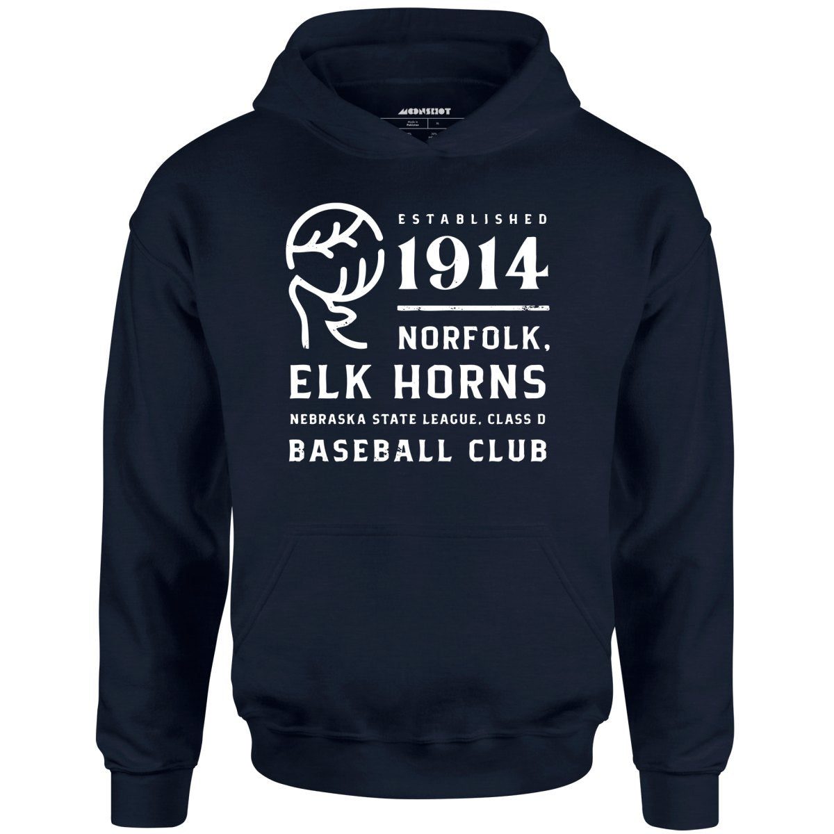 Norfolk Elk Horns – Nebraska – Vintage Defunct Baseball Teams – Unisex Hoodie