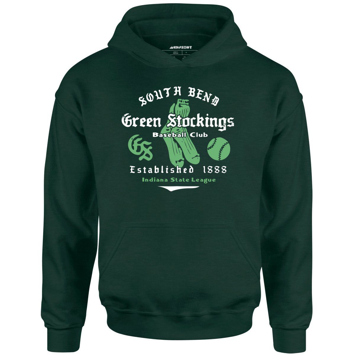 South Bend Green Stockings – Indiana – Vintage Defunct Baseball Teams – Unisex Hoodie