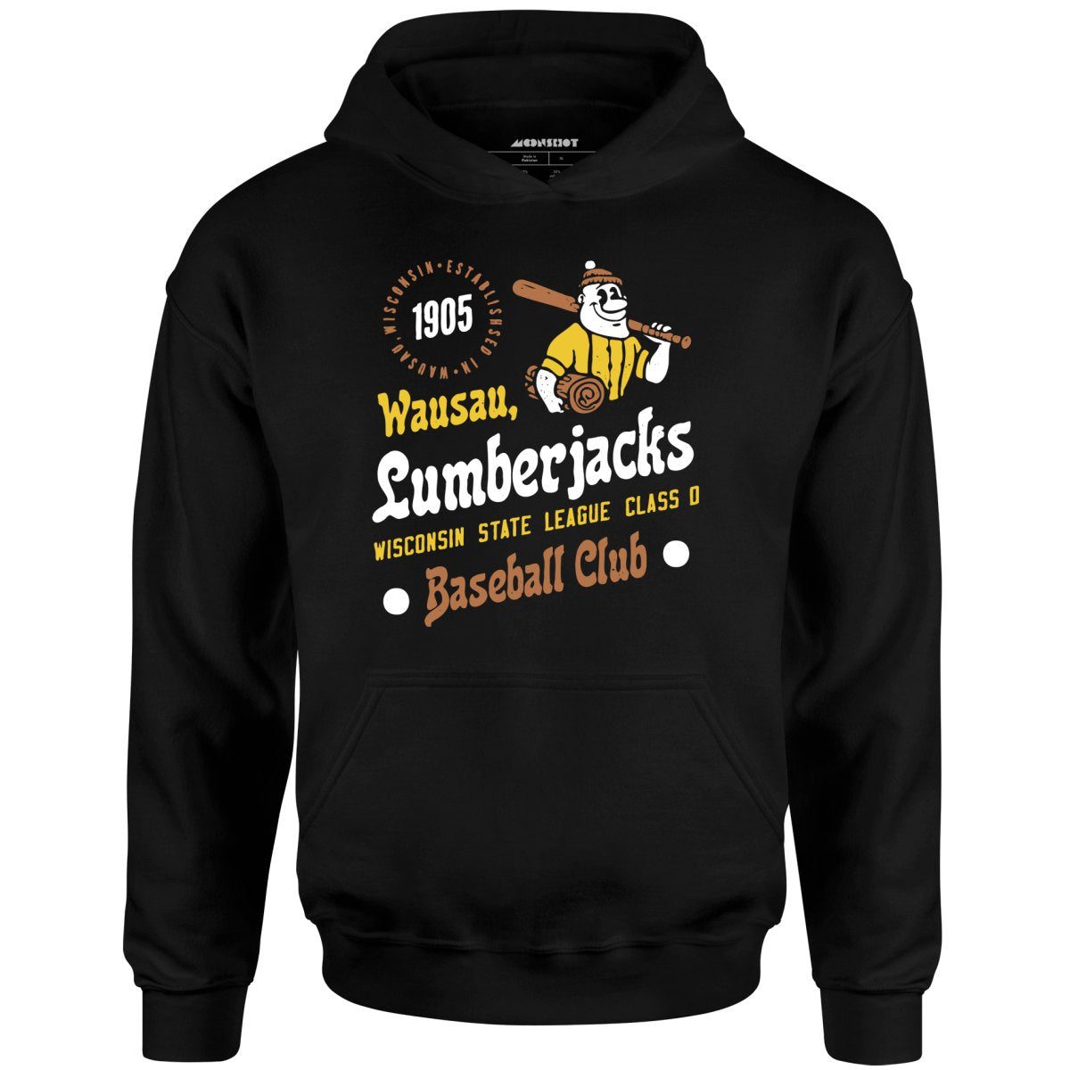 Wausau Lumberjacks – Wisconsin – Vintage Defunct Baseball Teams – Unisex Hoodie