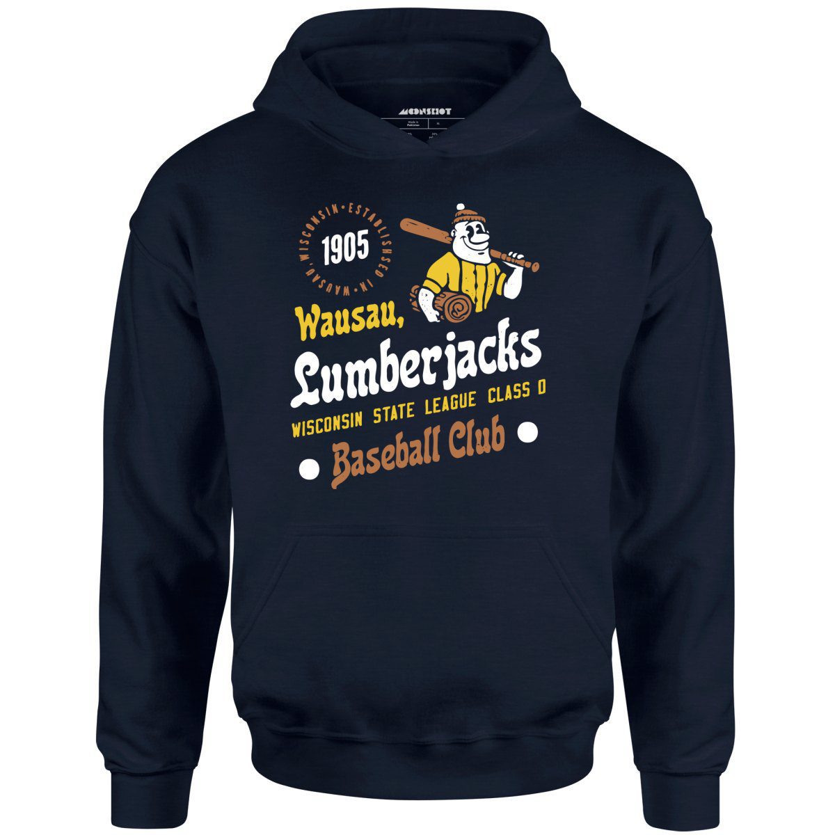 Wausau Lumberjacks – Wisconsin – Vintage Defunct Baseball Teams – Unisex Hoodie